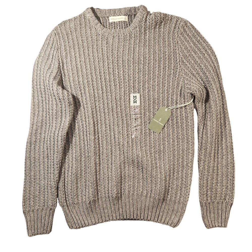Mutual Weave Sweater Mens Medium Gray Heather Chunky Rib Knit Crewneck Pullover‎